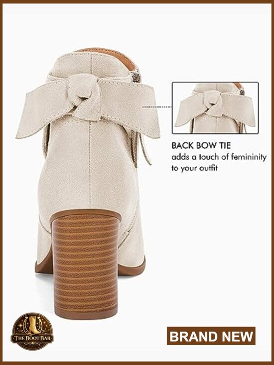 Amazon.com: ZBYY Ankle Boots for Women Chunky Stacked Block  Suede Ankle Booties with Chunky Heel, Bow Detail, Side Zipper, Fall Dress Shoes